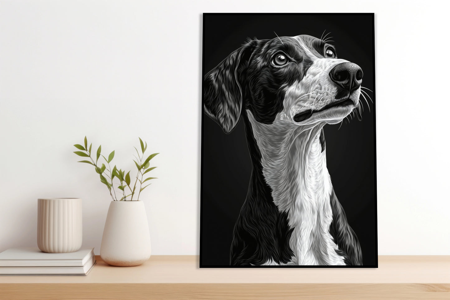 Plakat  Portret Zwierząt do Salonu Pokoju | Greyhound | Czarno Białe
