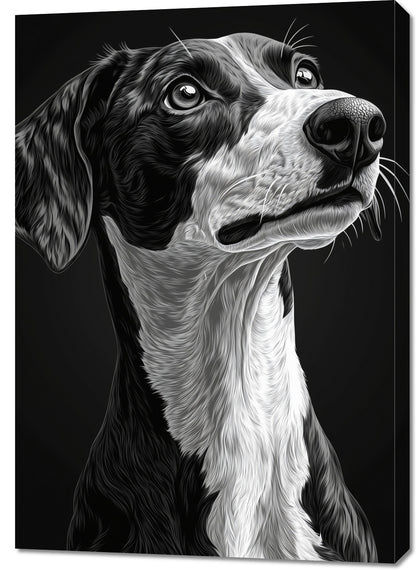 Obraz  Portret Zwierząt do Salonu Pokoju | Greyhound | Czarno Białe