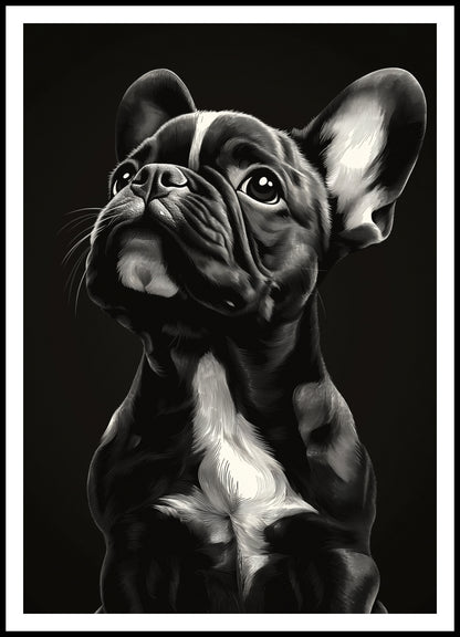Plakat   Portret Zwierząt do Salonu | Buldog Francuski | Czarno Białe