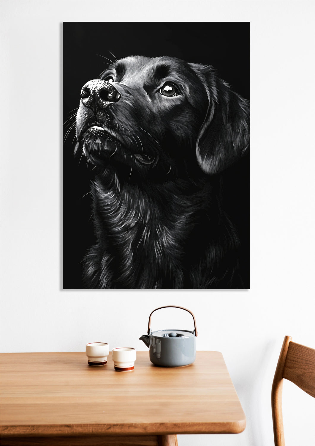 Obraz  Portret Zwierząt do Salonu Pokoju | Labrador 2 | Czarno Białe