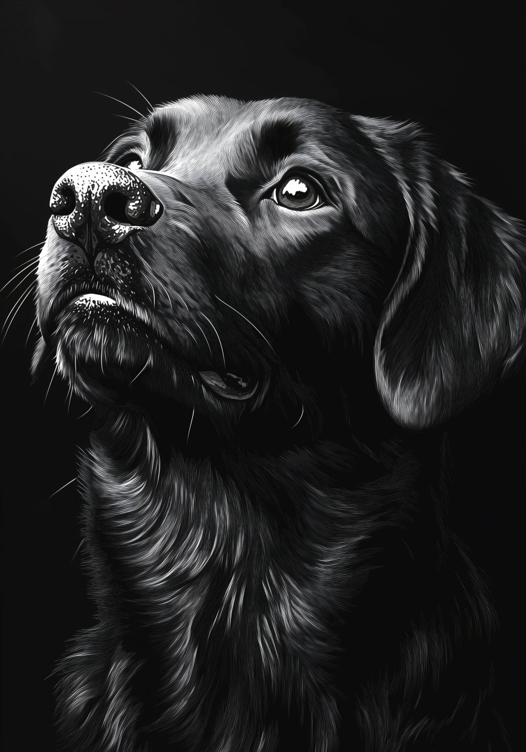 Plakat  Portret Zwierząt do Salonu Pokoju | Labrador 2 | Czarno Białe
