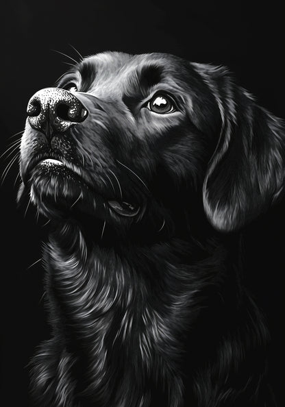 Plakat  Portret Zwierząt do Salonu Pokoju | Labrador 2 | Czarno Białe