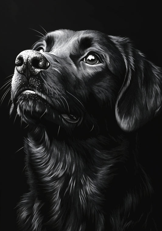 Plakat  Portret Zwierząt do Salonu Pokoju | Labrador 2 | Czarno Białe