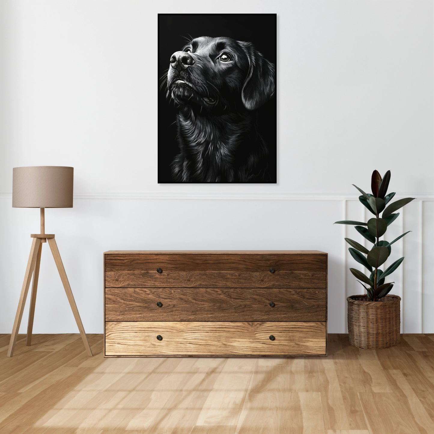 Plakat  Portret Zwierząt do Salonu Pokoju | Labrador 2 | Czarno Białe