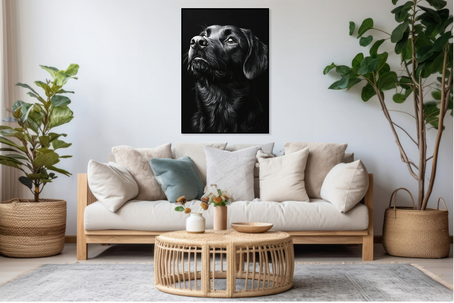 Plakat  Portret Zwierząt do Salonu Pokoju | Labrador 2 | Czarno Białe