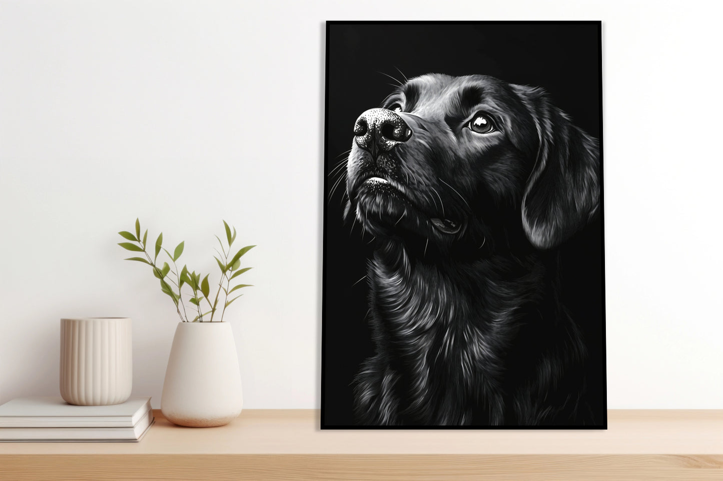 Plakat  Portret Zwierząt do Salonu Pokoju | Labrador 2 | Czarno Białe