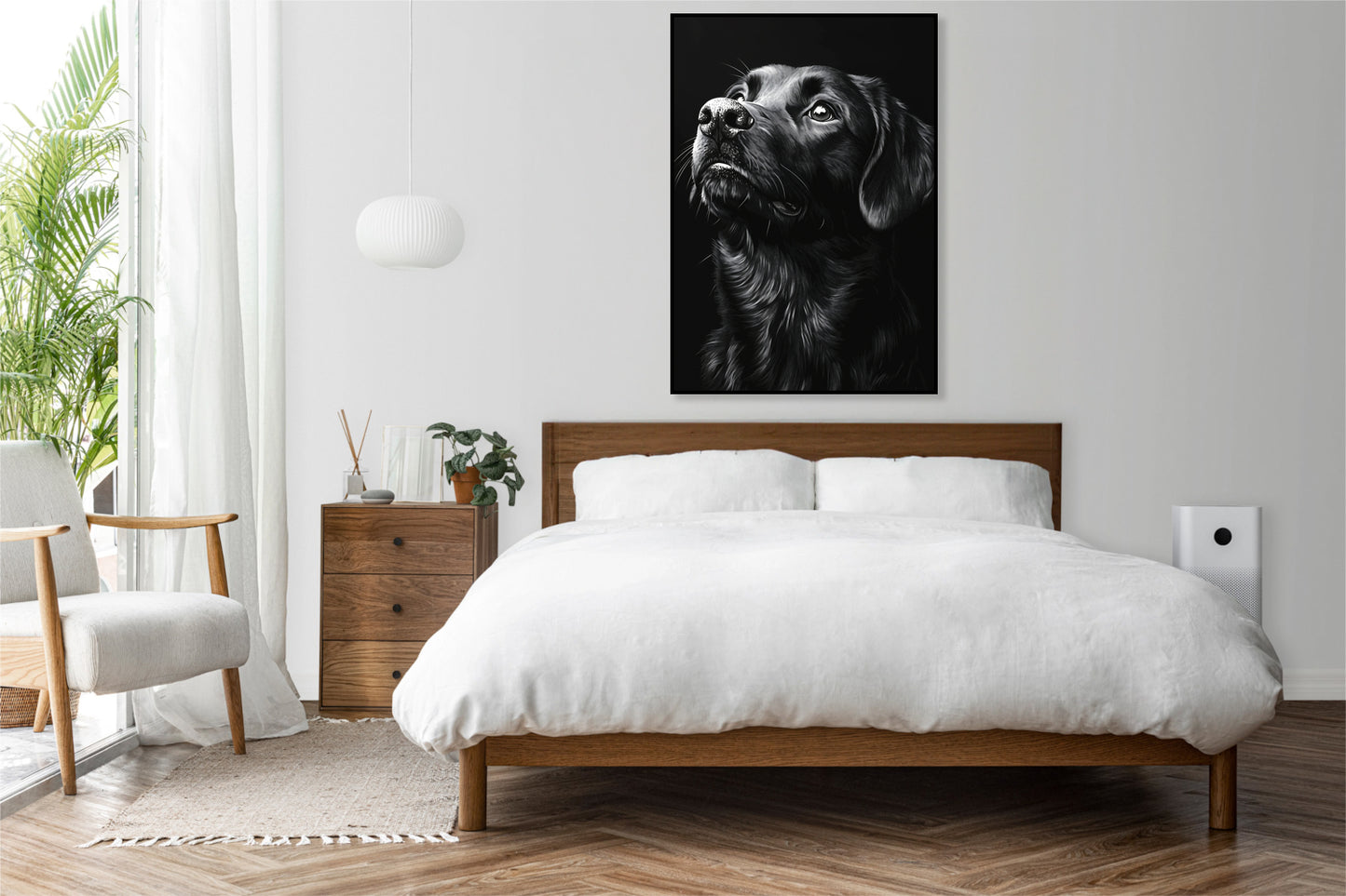 Plakat  Portret Zwierząt do Salonu Pokoju | Labrador 2 | Czarno Białe