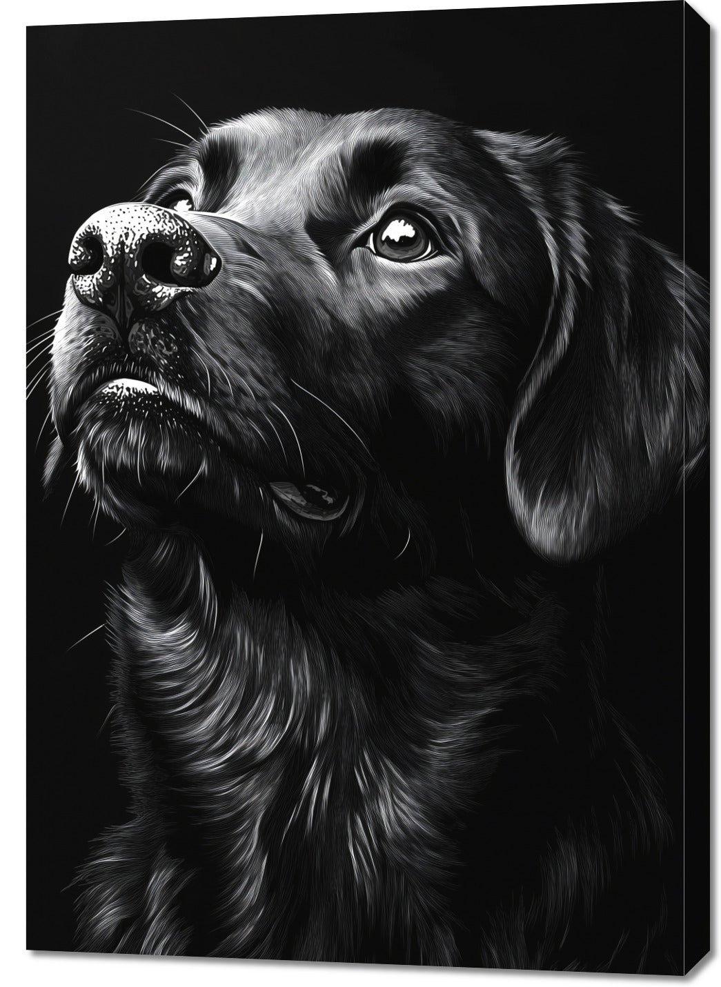 Obraz  Portret Zwierząt do Salonu Pokoju | Labrador 2 | Czarno Białe