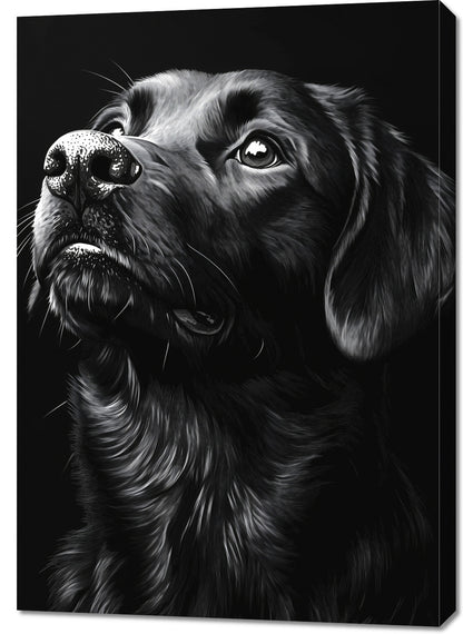 Obraz  Portret Zwierząt do Salonu Pokoju | Labrador 2 | Czarno Białe
