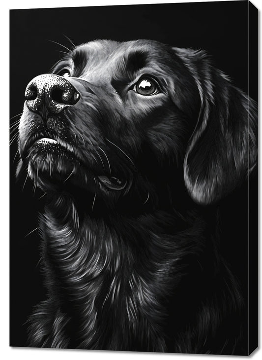Obraz  Portret Zwierząt do Salonu Pokoju | Labrador 2 | Czarno Białe