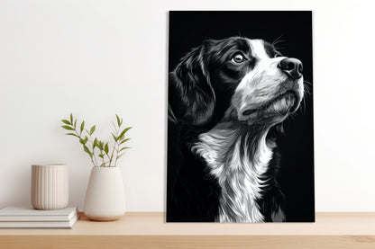 Obraz   Portret Zwierząt do Salonu | Beagle | Czarno Białe