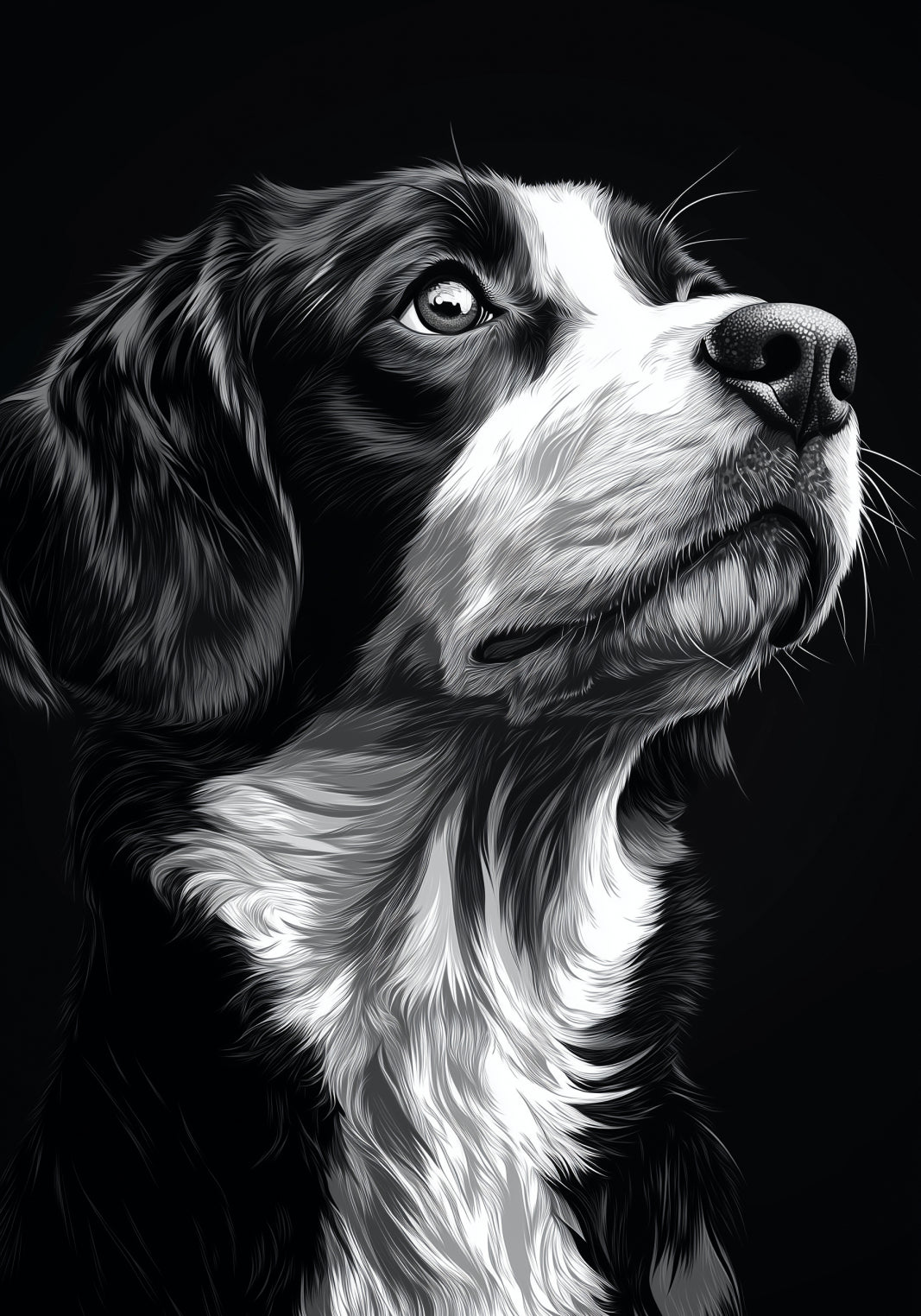 Plakat   Portret Zwierząt do Salonu | Beagle | Czarno Białe