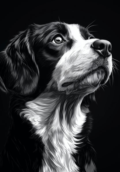Plakat   Portret Zwierząt do Salonu | Beagle | Czarno Białe