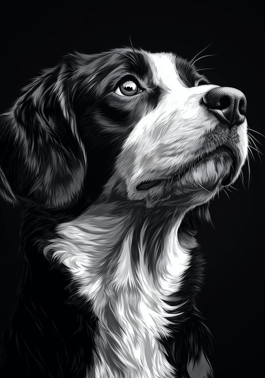 Plakat   Portret Zwierząt do Salonu | Beagle | Czarno Białe
