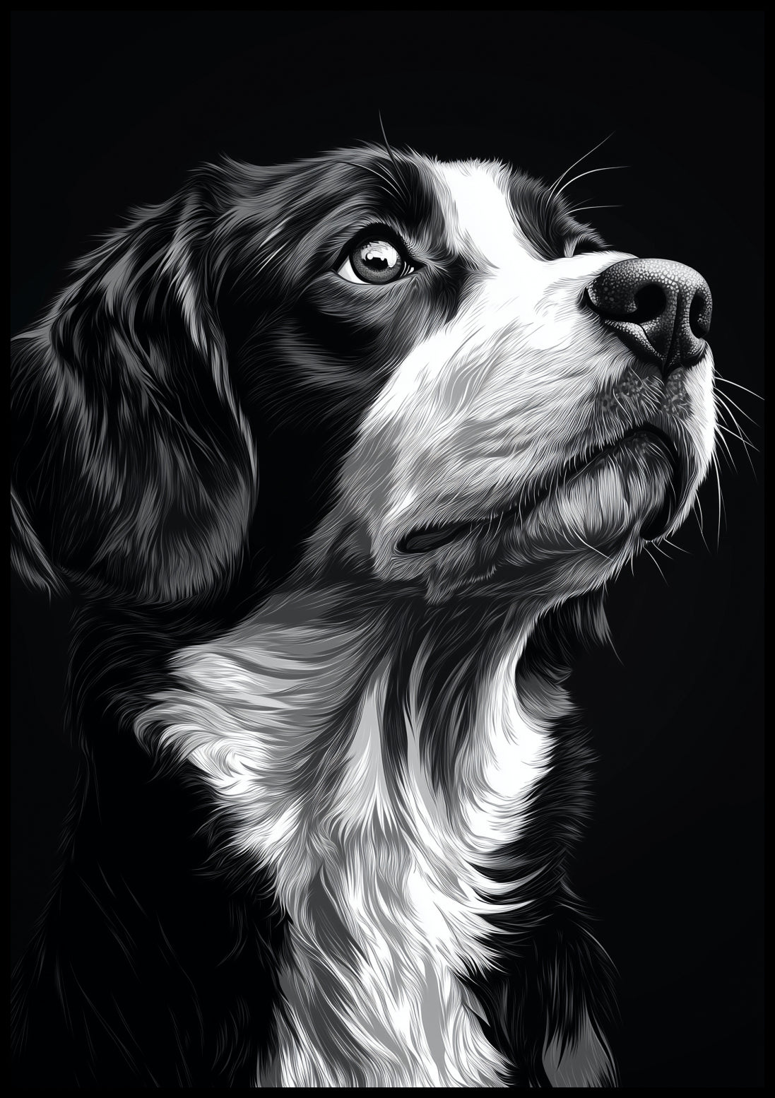 Plakat   Portret Zwierząt do Salonu | Beagle | Czarno Białe