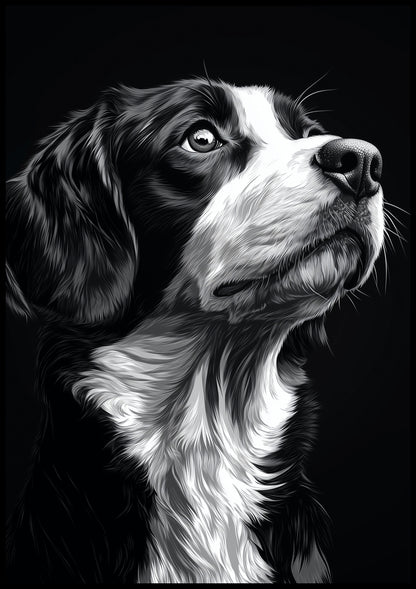 Plakat   Portret Zwierząt do Salonu | Beagle | Czarno Białe