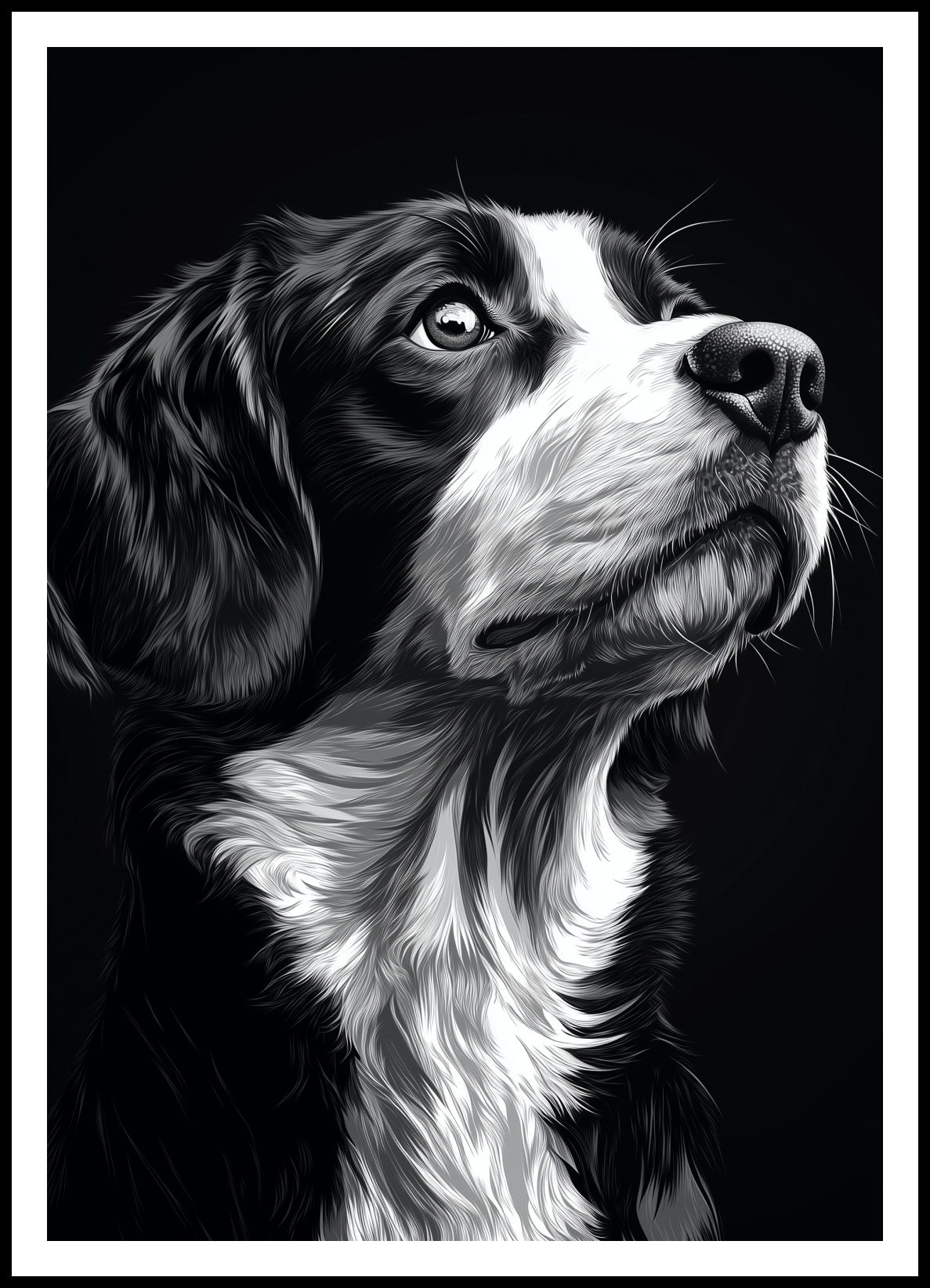 Plakat   Portret Zwierząt do Salonu | Beagle | Czarno Białe