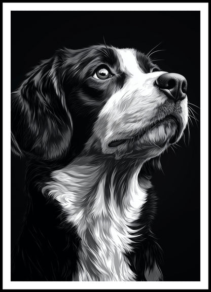 Plakat   Portret Zwierząt do Salonu | Beagle | Czarno Białe