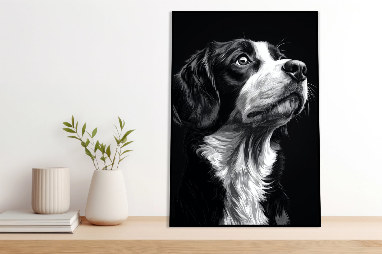 Plakat   Portret Zwierząt do Salonu | Beagle | Czarno Białe