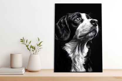 Plakat   Portret Zwierząt do Salonu | Beagle | Czarno Białe