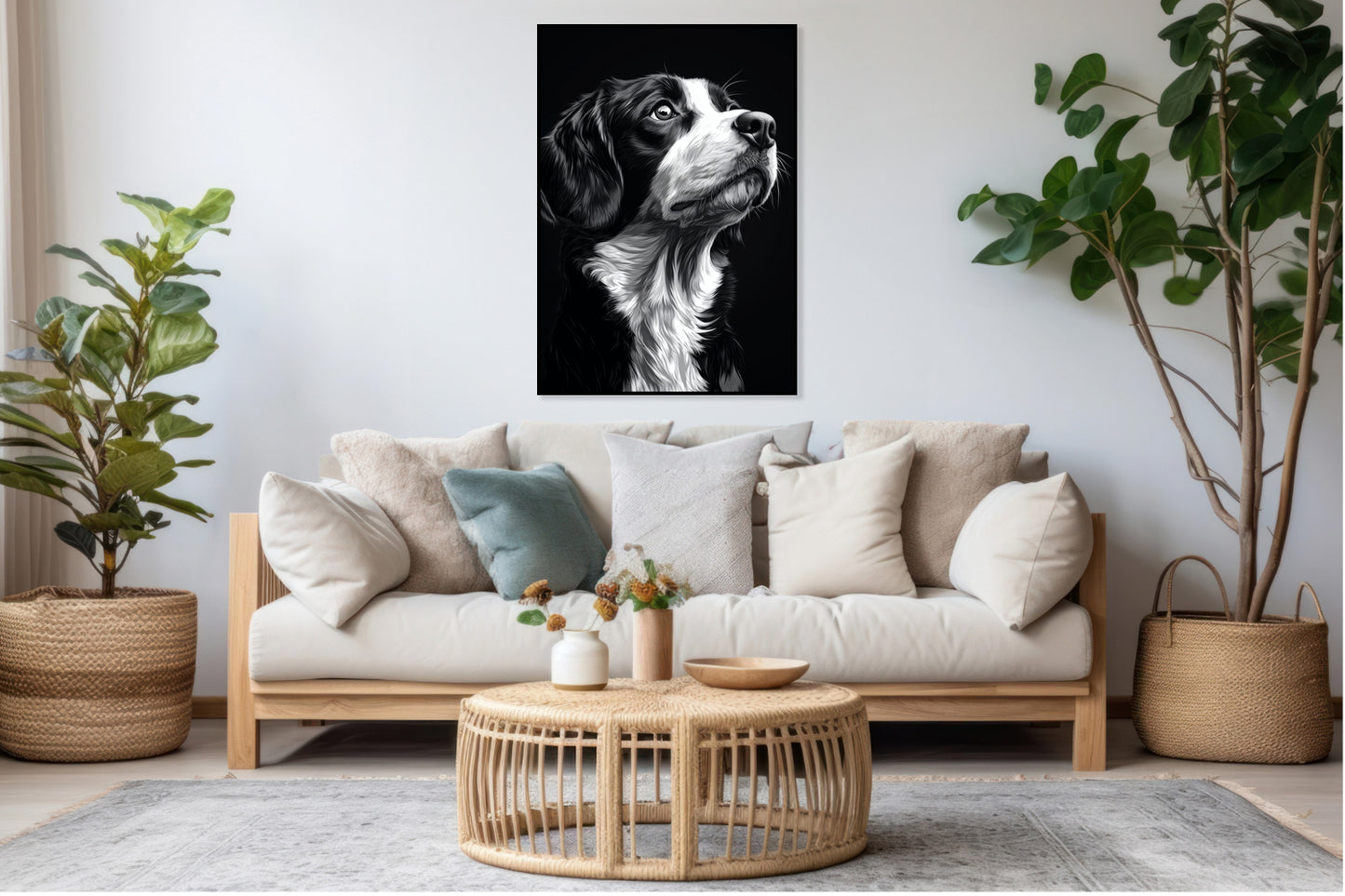 Plakat   Portret Zwierząt do Salonu | Beagle | Czarno Białe