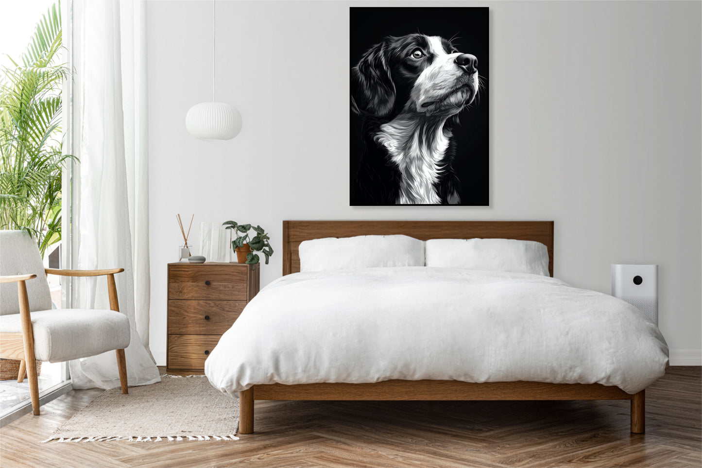 Plakat   Portret Zwierząt do Salonu | Beagle | Czarno Białe
