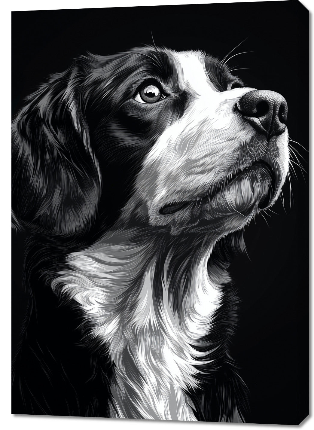 Obraz   Portret Zwierząt do Salonu | Beagle | Czarno Białe