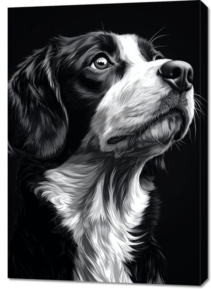Obraz   Portret Zwierząt do Salonu | Beagle | Czarno Białe