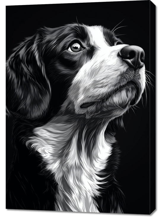 Obraz   Portret Zwierząt do Salonu | Beagle | Czarno Białe