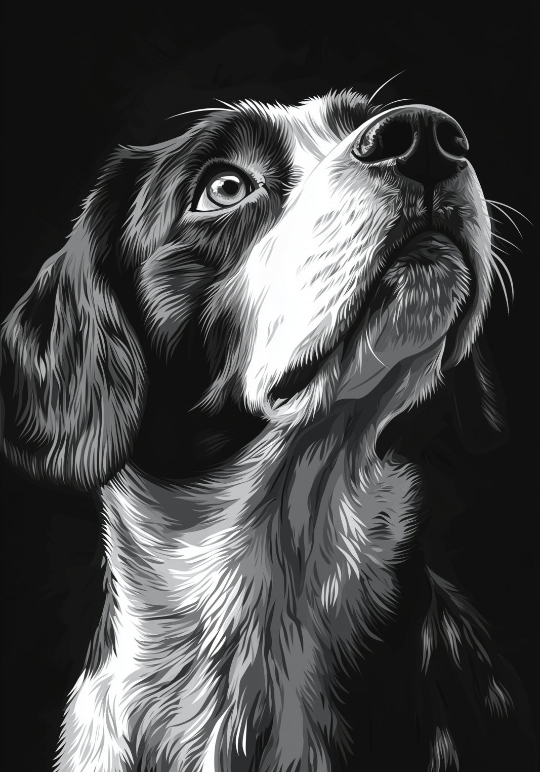 Plakat   Portret Zwierząt do Salonu | Beagle 2 | Czarno Białe