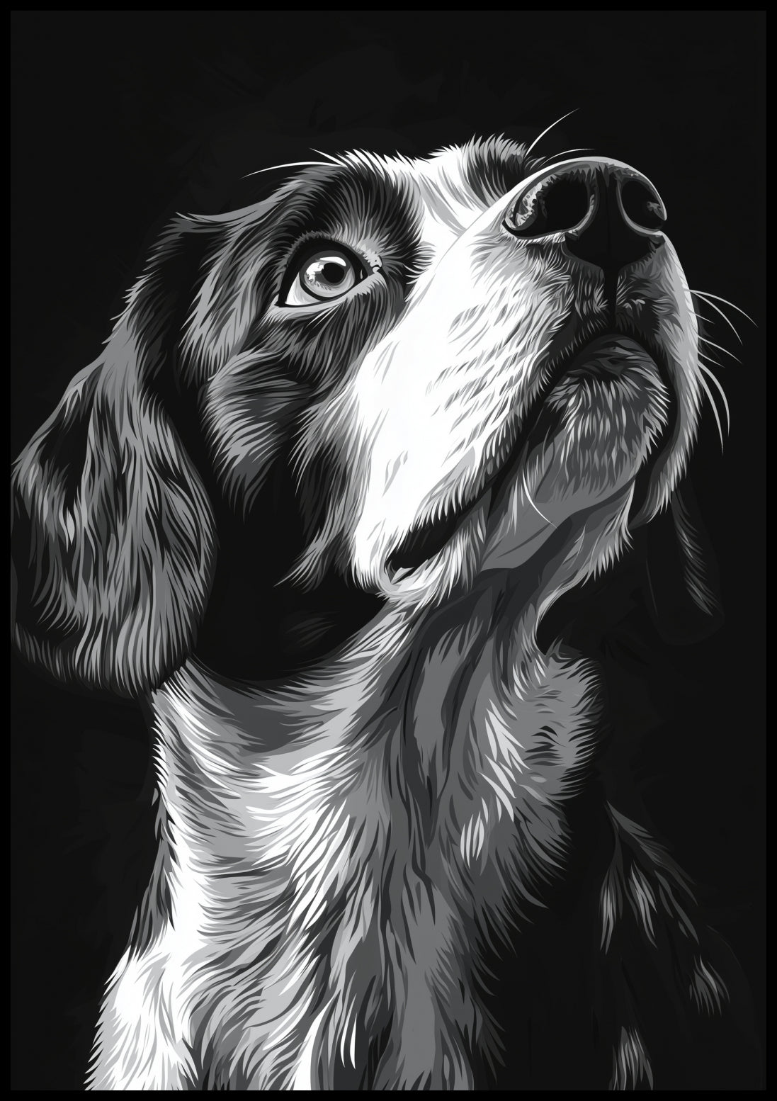 Plakat   Portret Zwierząt do Salonu | Beagle 2 | Czarno Białe