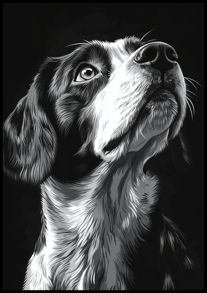 Plakat   Portret Zwierząt do Salonu | Beagle 2 | Czarno Białe