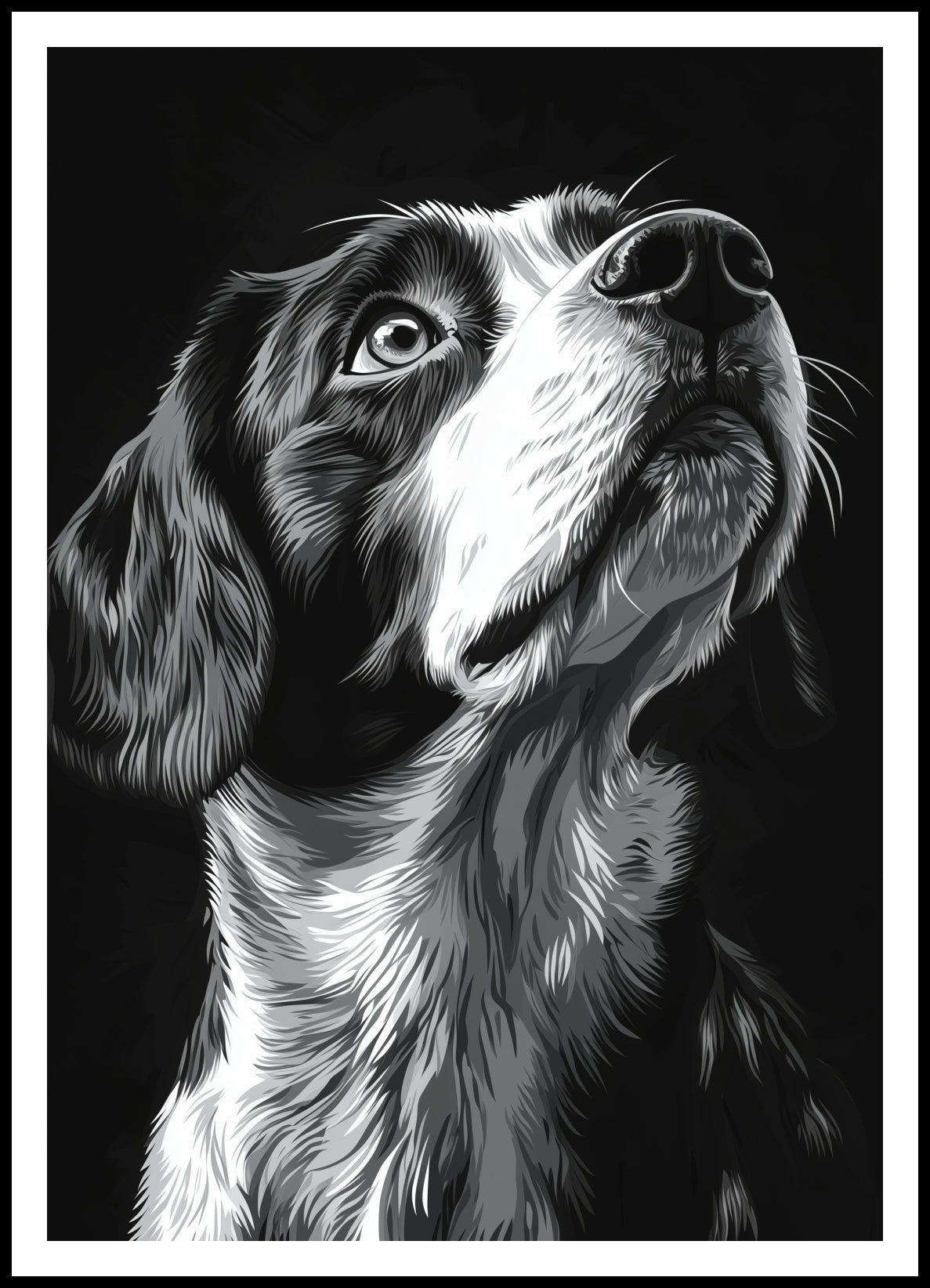 Plakat   Portret Zwierząt do Salonu | Beagle 2 | Czarno Białe