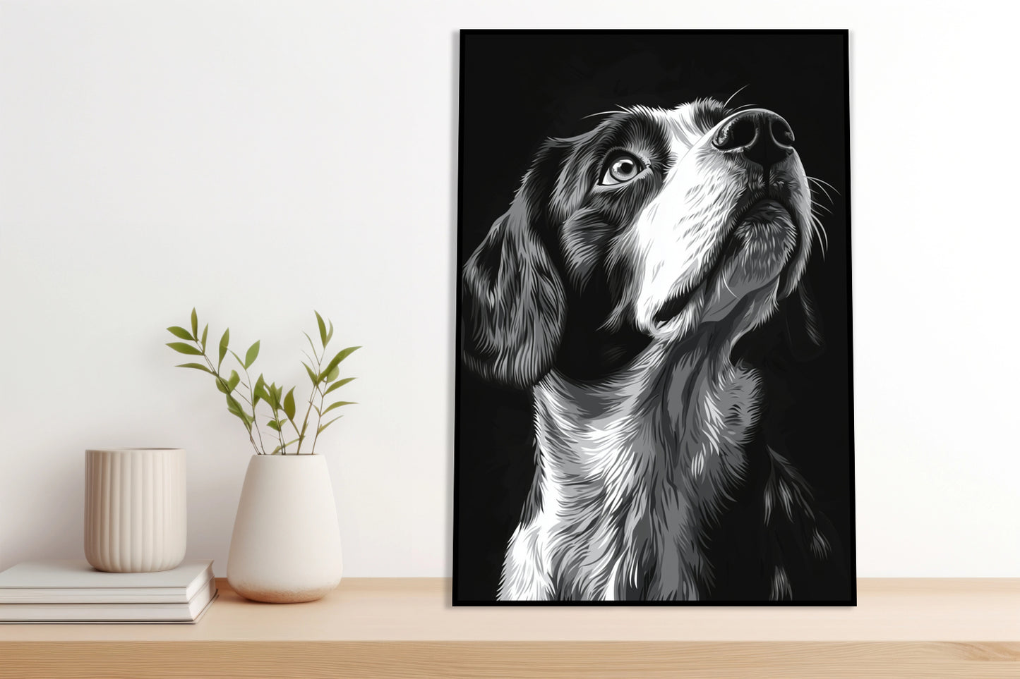 Plakat   Portret Zwierząt do Salonu | Beagle 2 | Czarno Białe