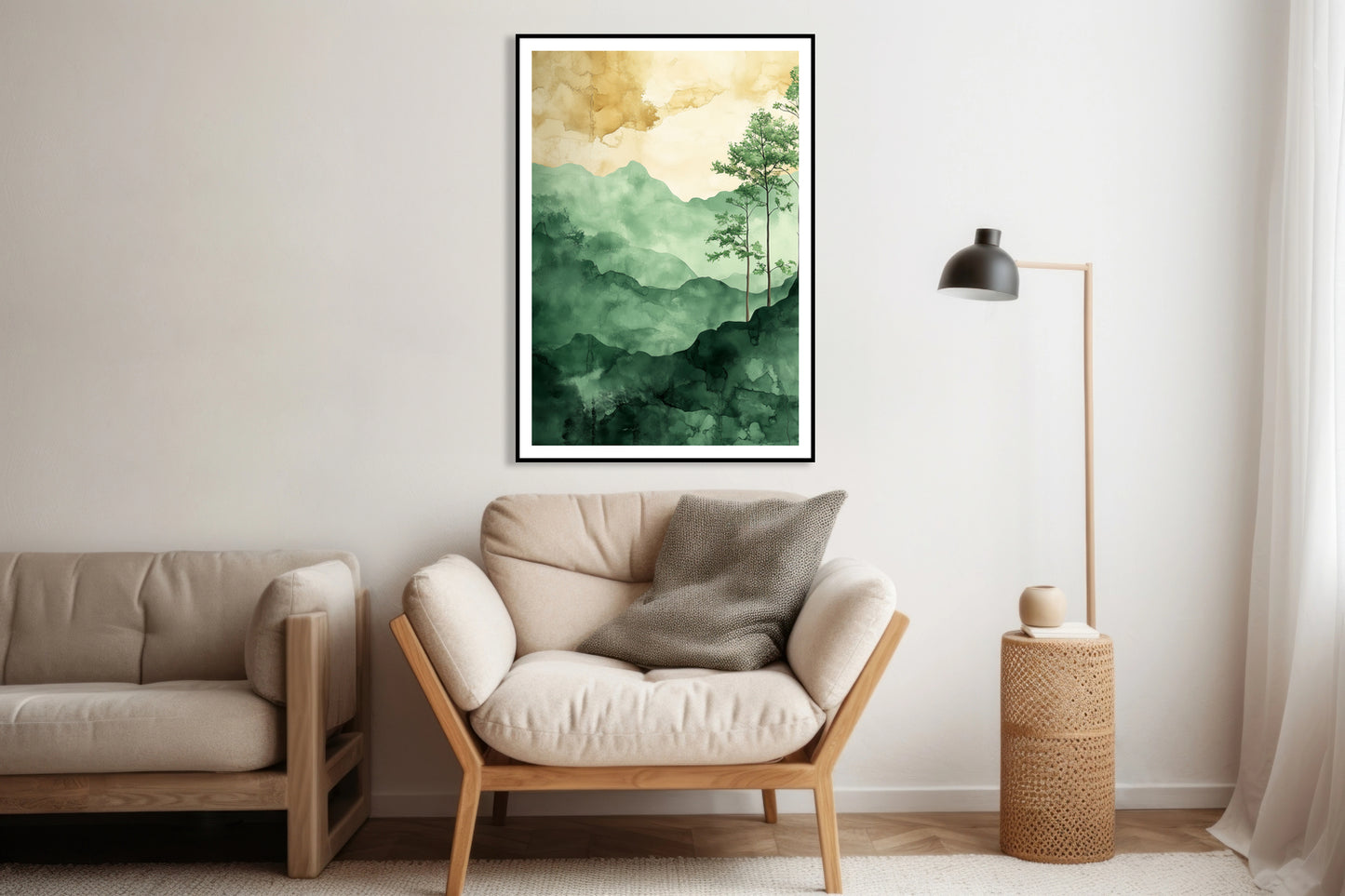 Plakat  Liście i Linie Minimalistyczny , Wnętrza Styl Skandynawski,