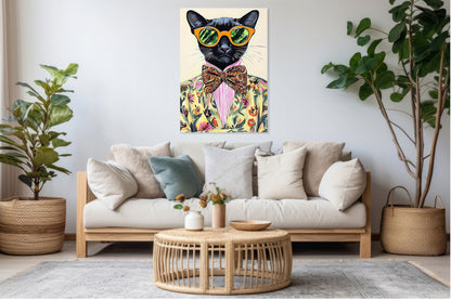 Obraz  Vintage Plakat Artystyczny | Portret | Kot | Pop Art
