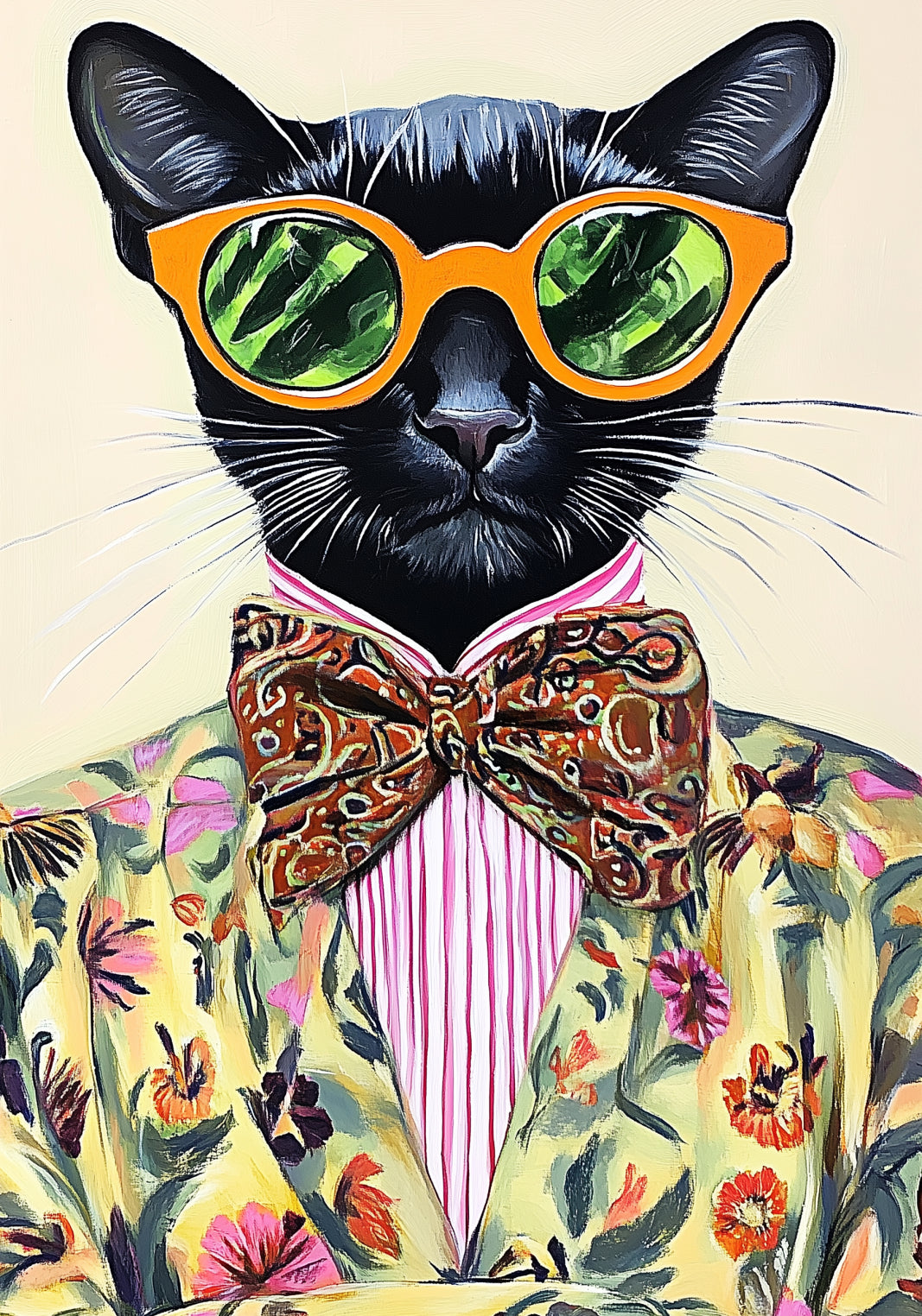 Plakat  Vintage Plakat Artystyczny | Portret | Kot | Pop Art