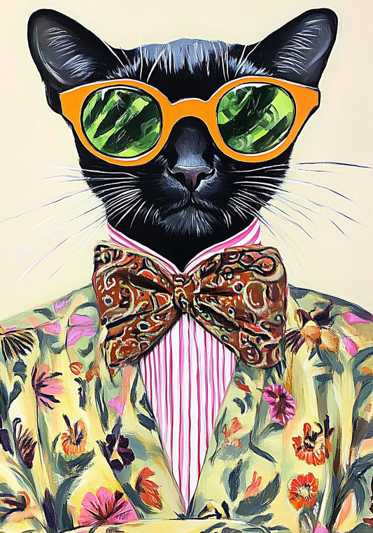 Plakat  Vintage Plakat Artystyczny | Portret | Kot | Pop Art