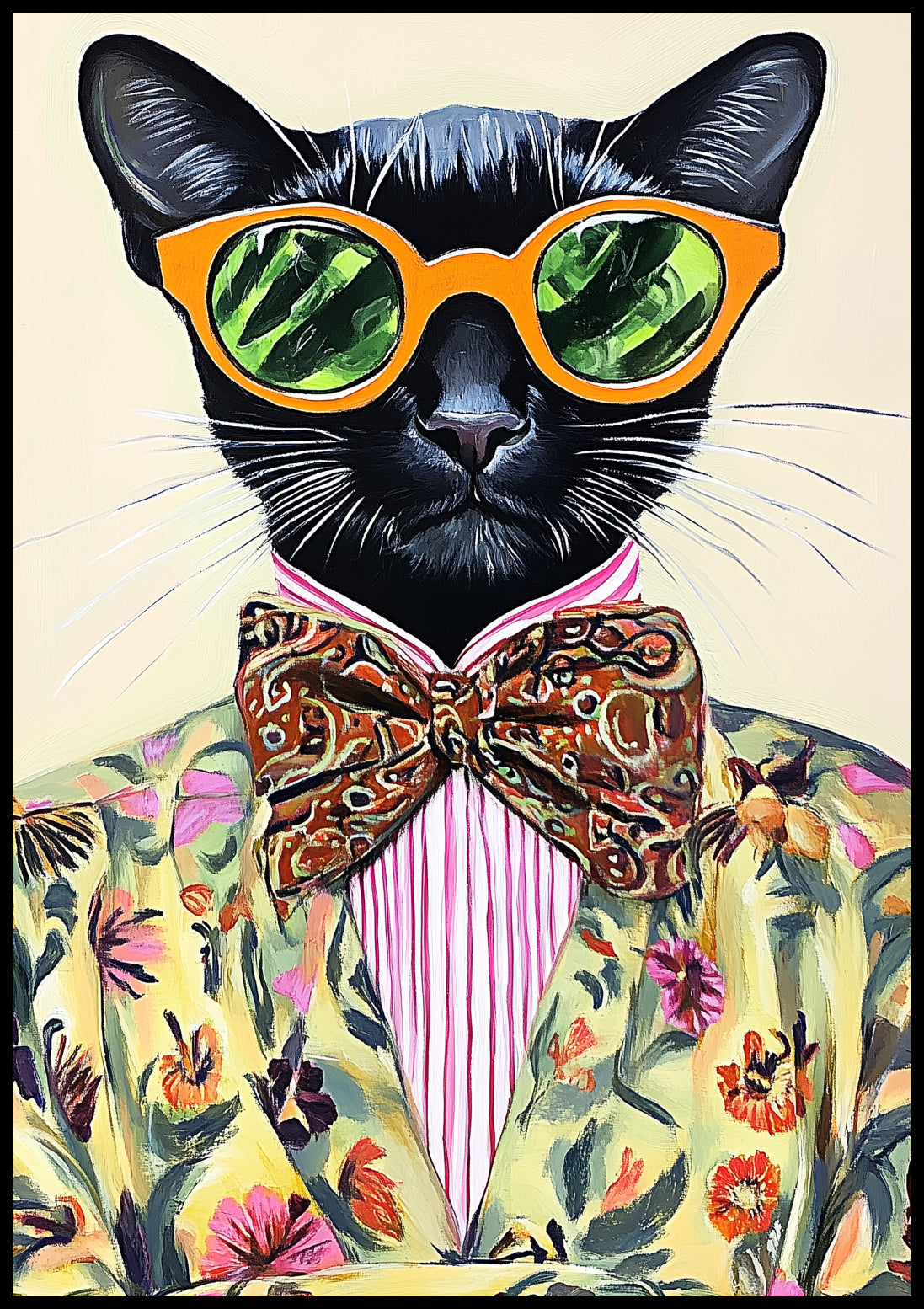 Plakat  Vintage Plakat Artystyczny | Portret | Kot | Pop Art