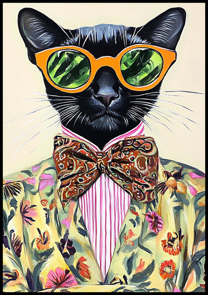 Plakat  Vintage Plakat Artystyczny | Portret | Kot | Pop Art