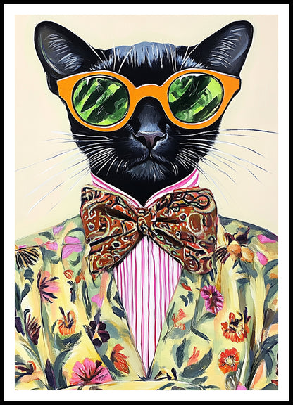 Plakat  Vintage Plakat Artystyczny | Portret | Kot | Pop Art