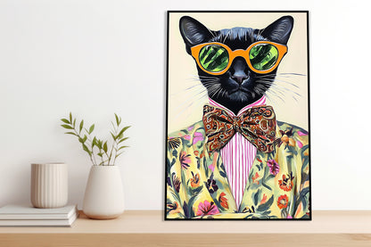 Plakat  Vintage Plakat Artystyczny | Portret | Kot | Pop Art