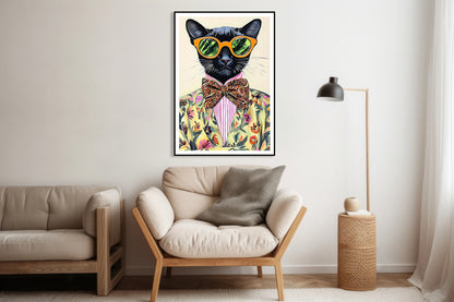 Plakat  Vintage Plakat Artystyczny | Portret | Kot | Pop Art