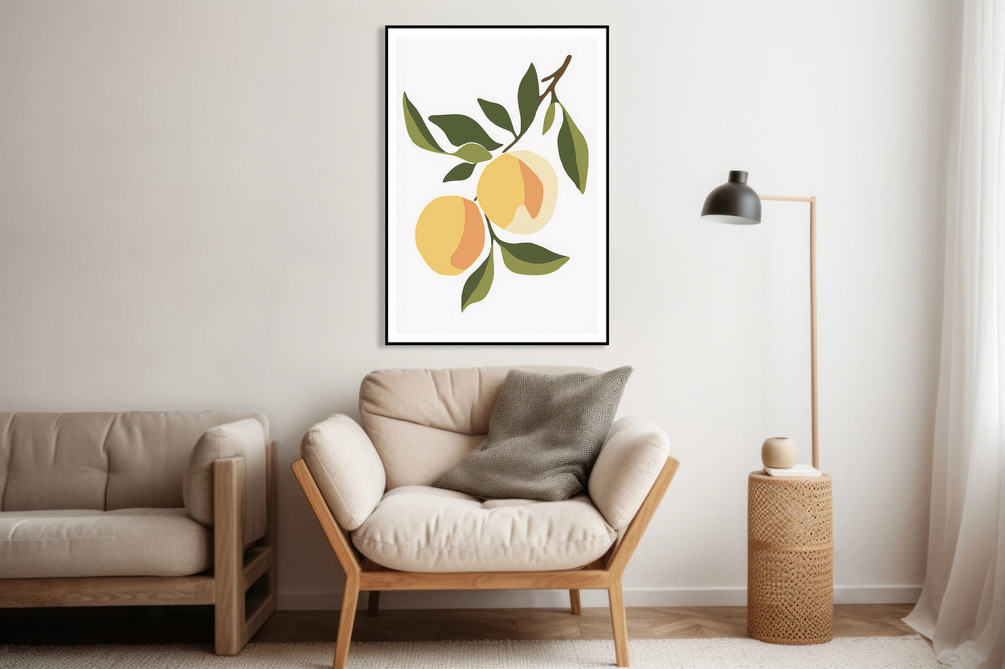 Plakat   Pomarańcz Minimalistyczny , Wnętrza Styl Skandynawski, Boho