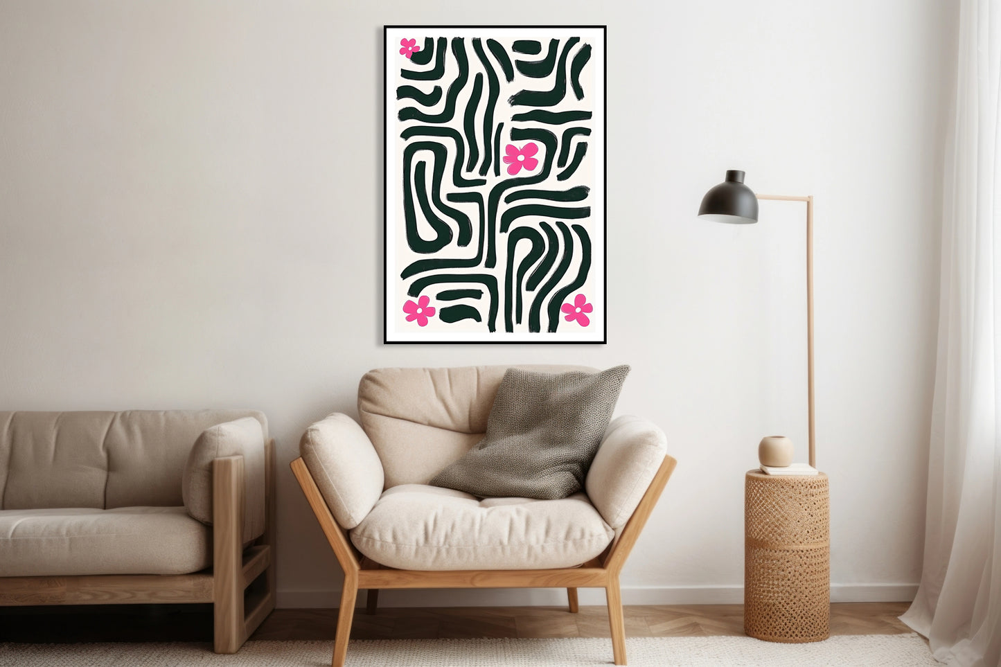 Plakat  Kreski Minimalistyczny , Wnętrza Styl Skandynawski, Boho