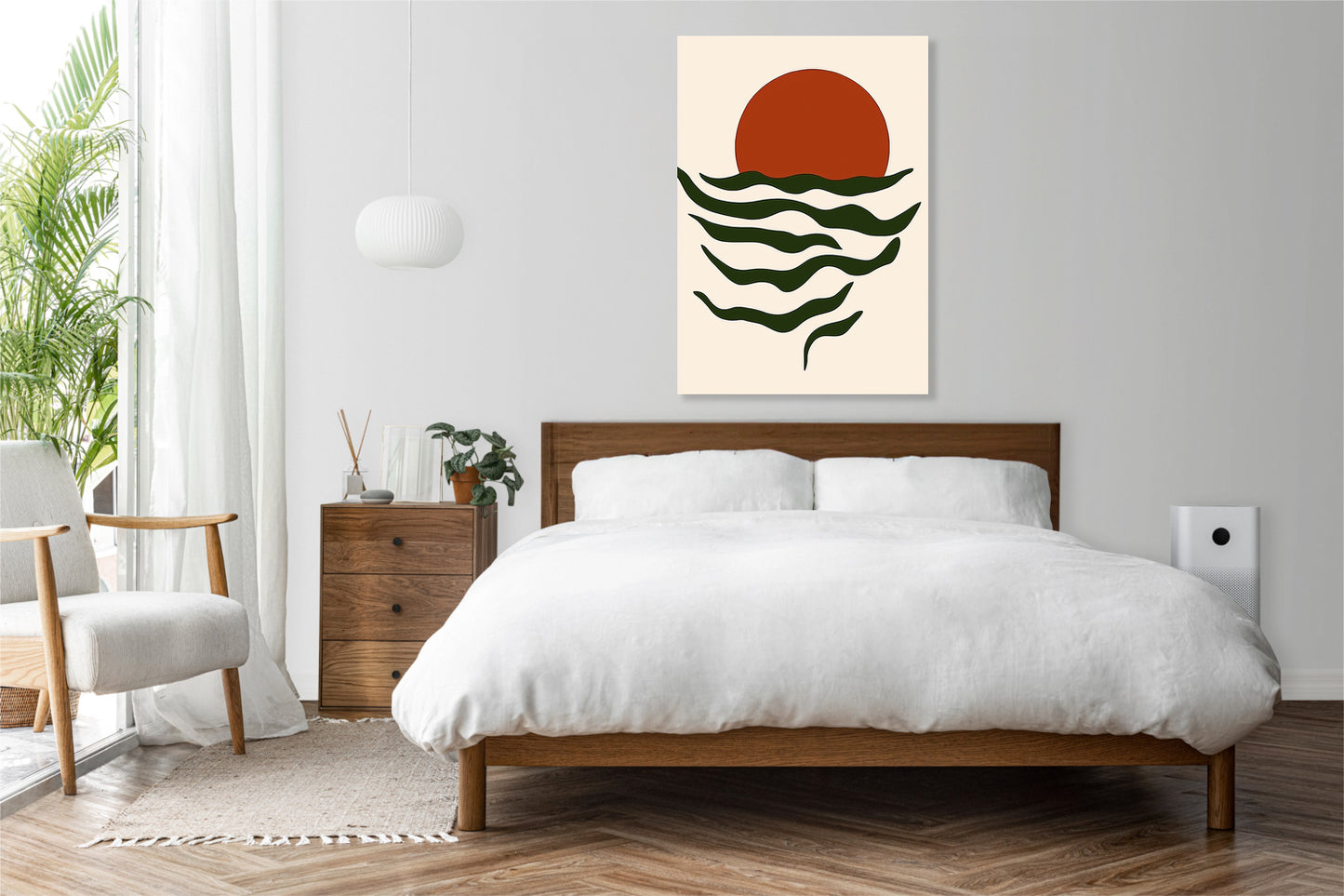 Obraz  Fale Minimalistyczny , Wnętrza Styl Skandynawski, Boho