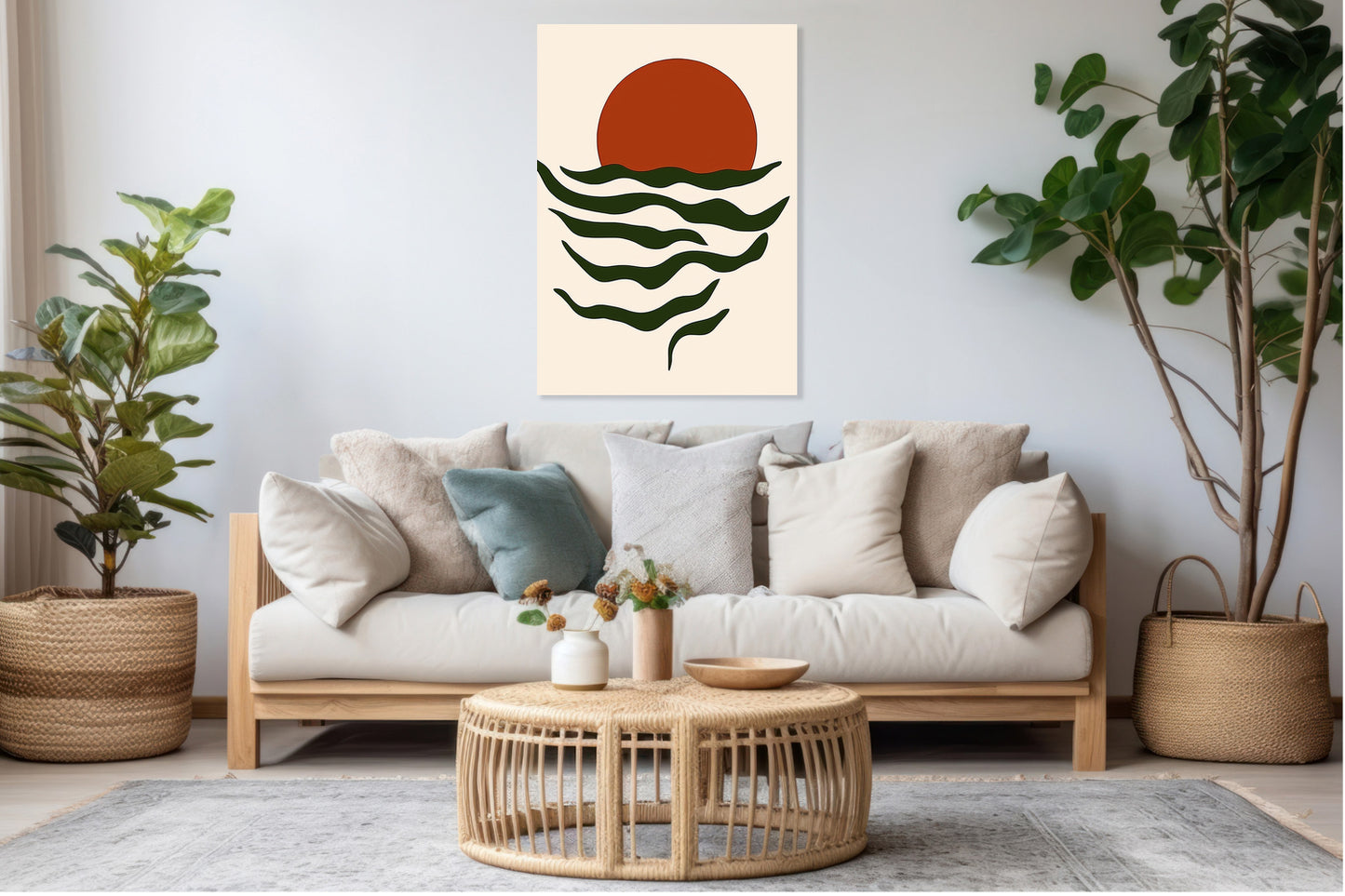 Obraz  Fale Minimalistyczny , Wnętrza Styl Skandynawski, Boho