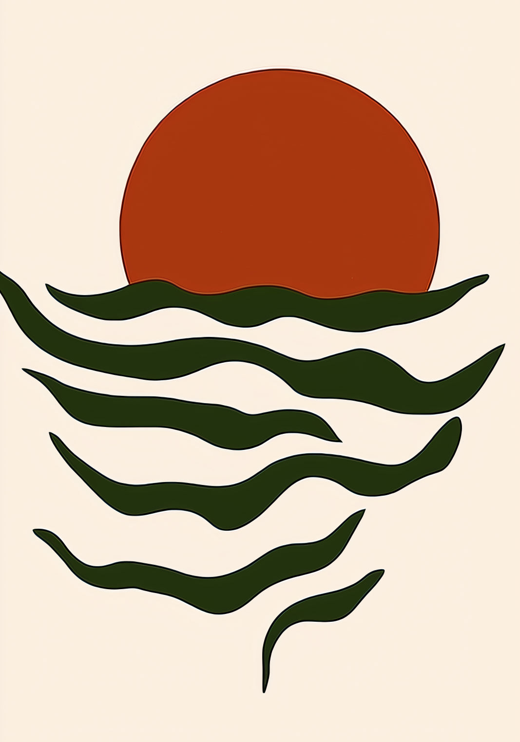 Plakat  Fale Minimalistyczny , Wnętrza Styl Skandynawski, Boho