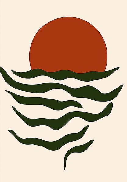 Plakat  Fale Minimalistyczny , Wnętrza Styl Skandynawski, Boho