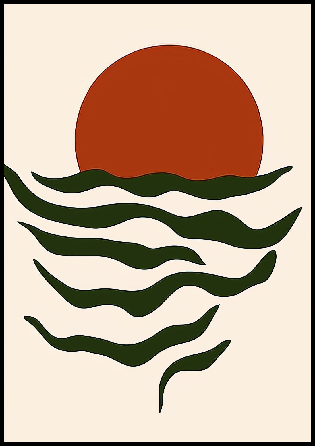 Plakat  Fale Minimalistyczny , Wnętrza Styl Skandynawski, Boho